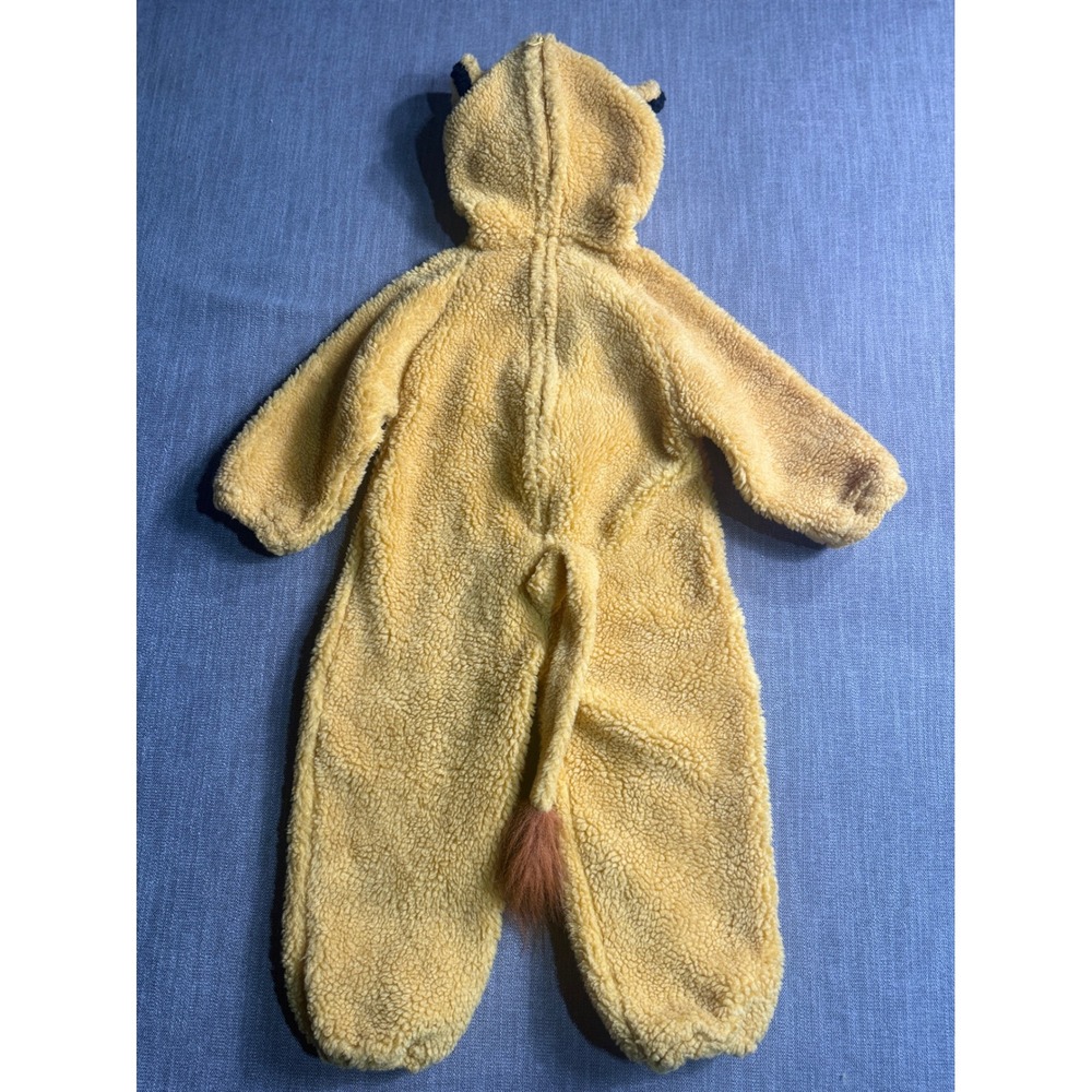 90's Disney Store Simba Lion King Costume Kids 4-6T Yellow Sherpa Fleece Hooded - Picture 2 of 3